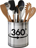Rotating Kitchen Utensil Holder – Extra Large 7" Organizer Caddy | Weighted No-Tip Base & Removable Divider